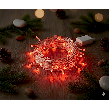Damla Uçlu Kırmızı Dekoratif Işık 10 Metre 100 LED 