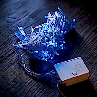 10m 100 Led Damla Uçlu Mavi Işık Şeffaf Kablo