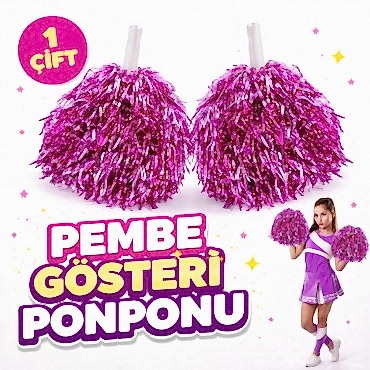 1 Çift Pembe Okul Gösteri Ponponları Ekstra Dolgun