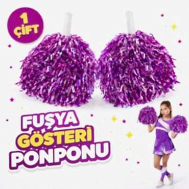 1 Çift Fuşya Okul Gösteri Ponponları - Ekstra Dolgun