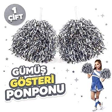 1 Çift Gümüş Renk Okul Gösteri Ponponları Ekstra Dolgun