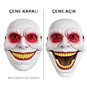 Hareketli Çene Mekanizmalı Kırmızı Korku Maskesi 