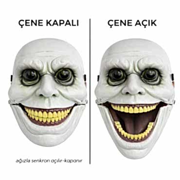Hareketli Çene Mekanizmalı Yeşil Korku Maskesi 