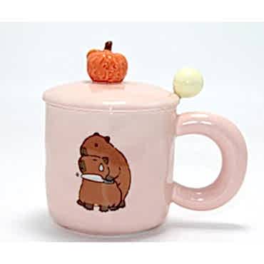 3D Capybara Desenli Porselen Kupa Bardak