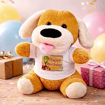 Happy Birthday Tişörtlü Peluş Köpek