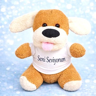 Seni Seviyorum Tişörtlü Sevimli Peluş Köpek
