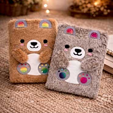 Sevimli Ayıcık Peluş Çizgili Defter