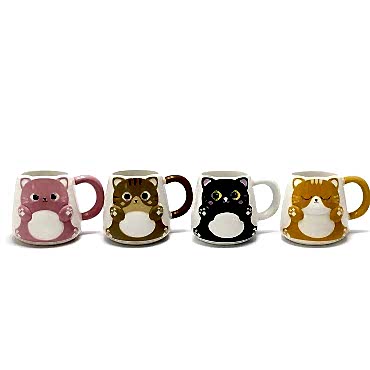Özel Tasarım 3D Kedi Figürlü Seramik Kupa Bardak 
