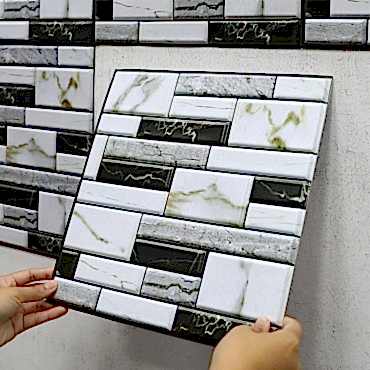 3D Mermer Görünümlü Kendinden Yapışkanlı Duvar Sticker