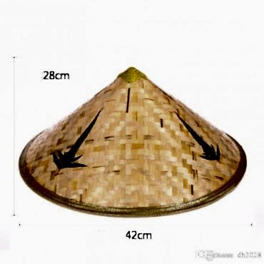 Naturel Renk Cambodia Kamboçyalı Vietnam Şapkası PVC Hasır