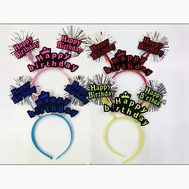 Happy Birthday Neon Renk Doğum Günü Tacı - 12 Adet