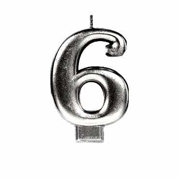 6 Rakamı Mum Gümüş Renk