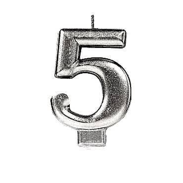 5 Rakamı Mum Gümüş Renk
