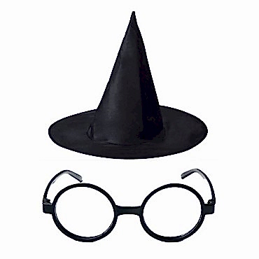 Harry Potter Şapkası ve Gözlüğü Siyah Renk