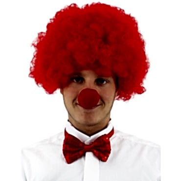 Kırmızı Renk Kıvırcık Afro Palyaço Seti
