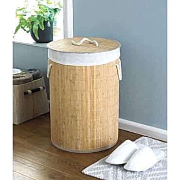DecoHandy Yuvarlak Bambu Kirli Sepeti