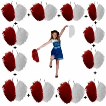12 Çift Kırmızı-Beyaz Ponpon (24 Adet)
