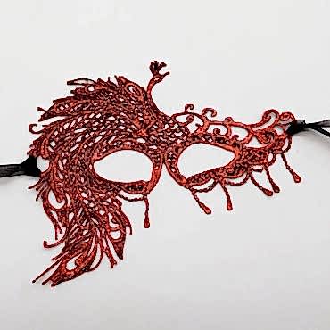 Kırmızı Dantel Masquerade Maskesi 4 No