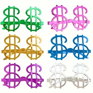 Dolar Şekilli Metalize Parti Gözlüğü 6 Adet