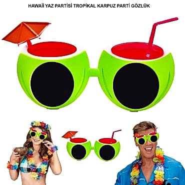 Karpuz Şekilli Tropikal Hawaii Gözlüğü