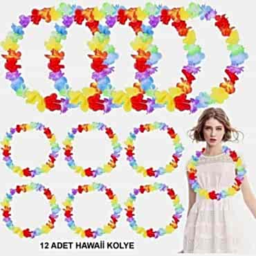 Hawaii Çiçekli Boyun Kolyesi 12 Adet