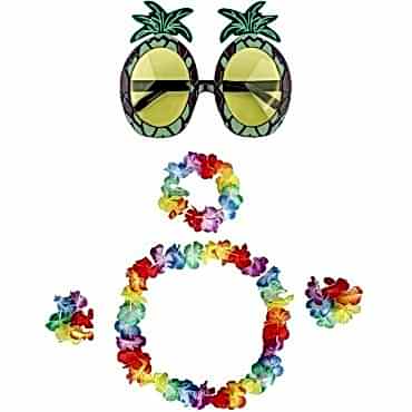 Renkli Ananas Gözlük, Taç, Kolye ve Bileklik Seti