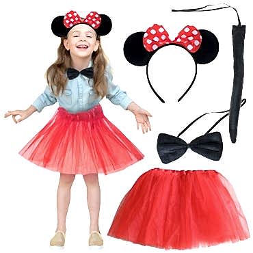 Minnie Mouse Kostüm Seti - Etek, Taç, Kuyruk, Papyon 