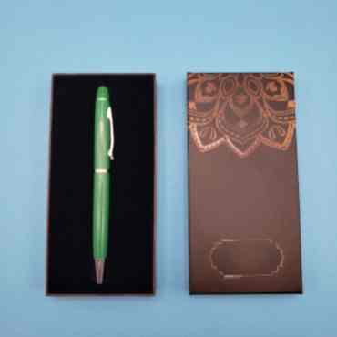 Mandala Desenli Kutulu Yeşil Touchpen Tükenmez Kalem 