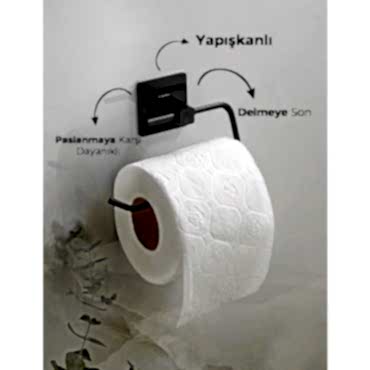 Metal Siyah Tuvalet Kağıtlığı 