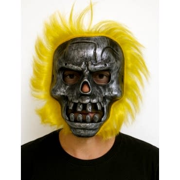 Wild Skull - Metal Kafatası Sarı Saçlı İskelet Maske