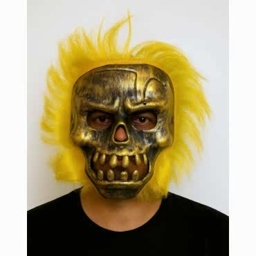 Wild Skull - Bakır Kafatası Sarı Saçlı İskelet Maske