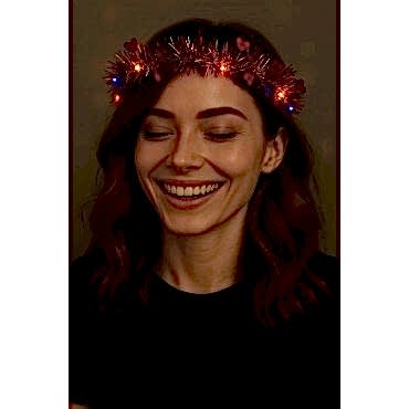 Kalp Püsküllü 3 Modlu LED Işıklı Taç Kırmızı Renk