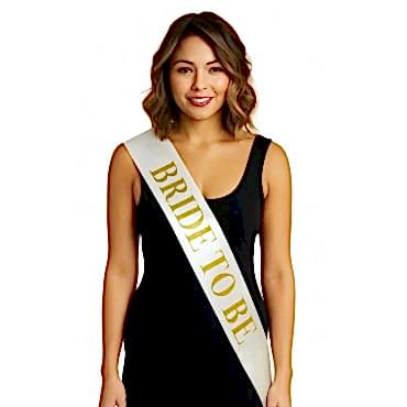 Beyaz Saten Üzerine Kalın Altın Bride To Be Kuşağı