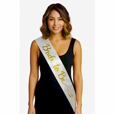 Beyaz Saten Üzerine İtalik Altın Bride To Be Kuşağı