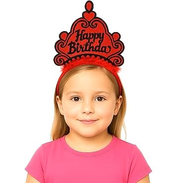 Kırmızı Happy Birthday Doğum Günü Prenses Tacı