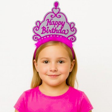 Pembe Happy Birthday Doğum Günü Prenses Tacı 