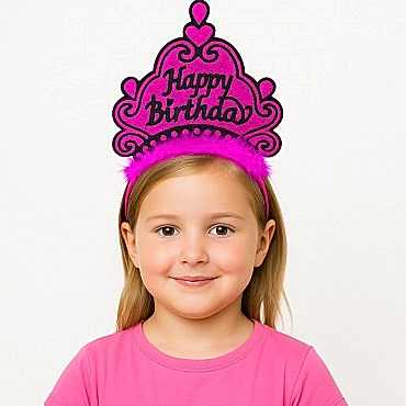 Fuşya Happy Birthday Doğum Günü Prenses Tacı 