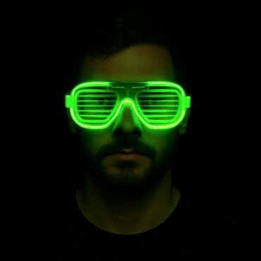 Yeşil LED Işıklı Parti Gözlüğü – Neon 3 Modlu