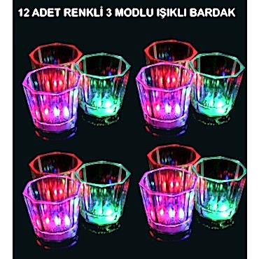 LED Işıklı Eğlence Bardak Seti 12 Adet