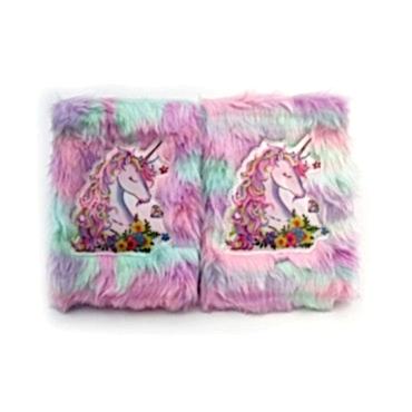 Çiçekli Unicorn Tasarımlı Peluş Hatıra Defteri 