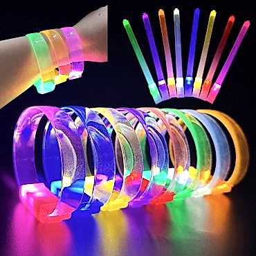 3 Modlu Pilli LED Işıklı Esnek Parti Bilekliği Mor