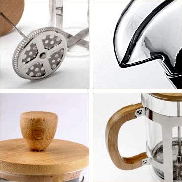 Ahşap Detaylı 350 ml Cam French Press