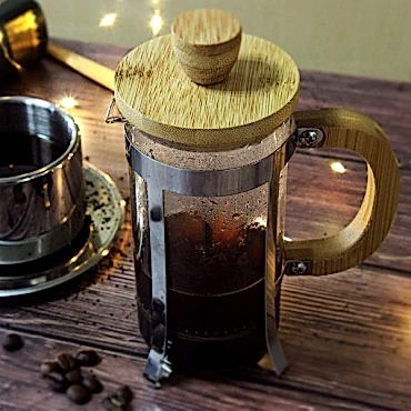 Ahşap Detaylı 350 ml Cam French Press