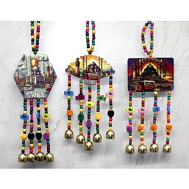 İstanbul Temalı Renkli Boncuklu Asmalı Rüzgar Çanı