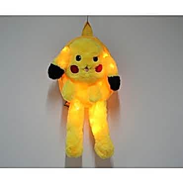 Peluş Işıklı Oynar Kulaklı Pikachu Sırt Çantası 
