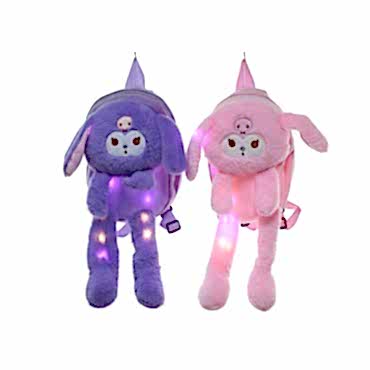 Peluş Işıklı Oynar Kulaklı Kuromi Sırt Çantası 