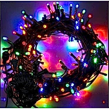 10m 100 Led Boncuk Lamba RGB Işık Siyah Kablo 