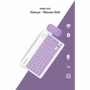 Mor Kablosuz Klavye Ve Mouse Seti