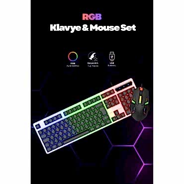 Kablolu Işıklı Gaming Standart Türkçe Q Klavye Ve Mouse Seti