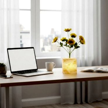 Sarı Saksılı LED Yapay Çiçek 